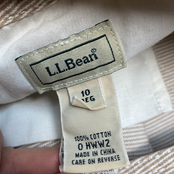 L.L. Bean Tan & White Striped Wide Leg Pants - Picture 3 of 10
